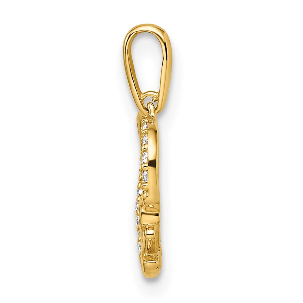 14k Yellow Gold 14k CZ Heart with Anchor Pendant