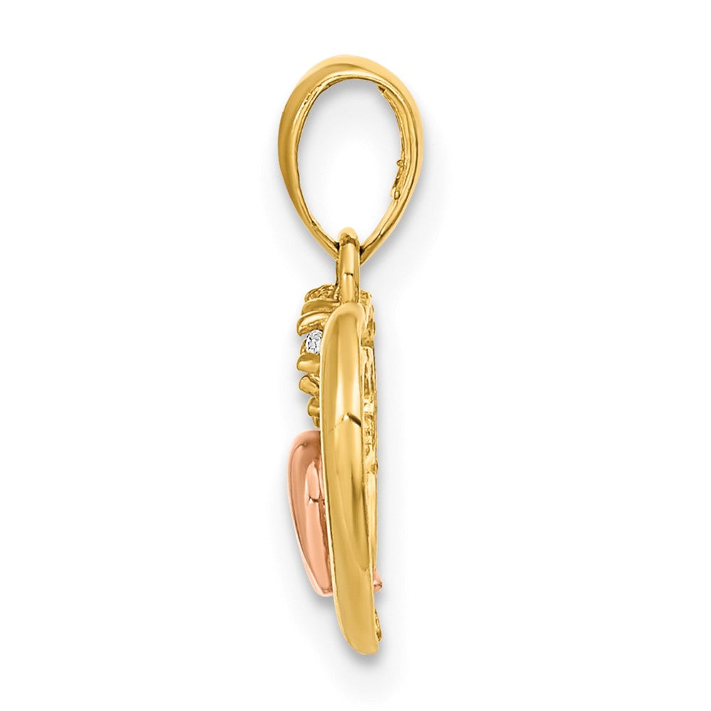 14k Two-tone 14K Two-tone Open Heart CZ Pendant
