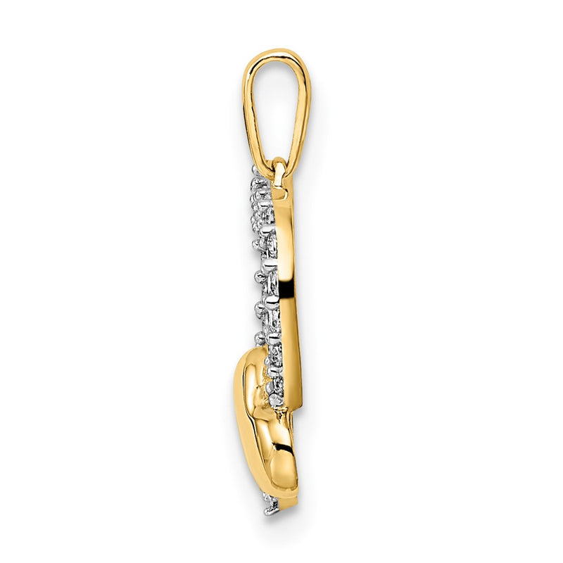 14k Yellow Gold 14K Polished White CZ Heart Pendant