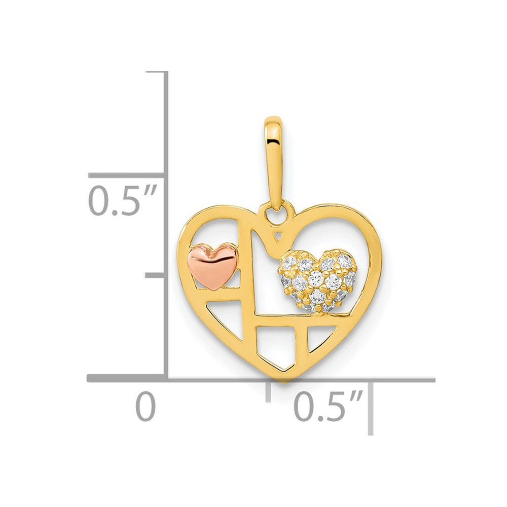 14k Two-tone 14K Two-tone Heart with CZ Pendant