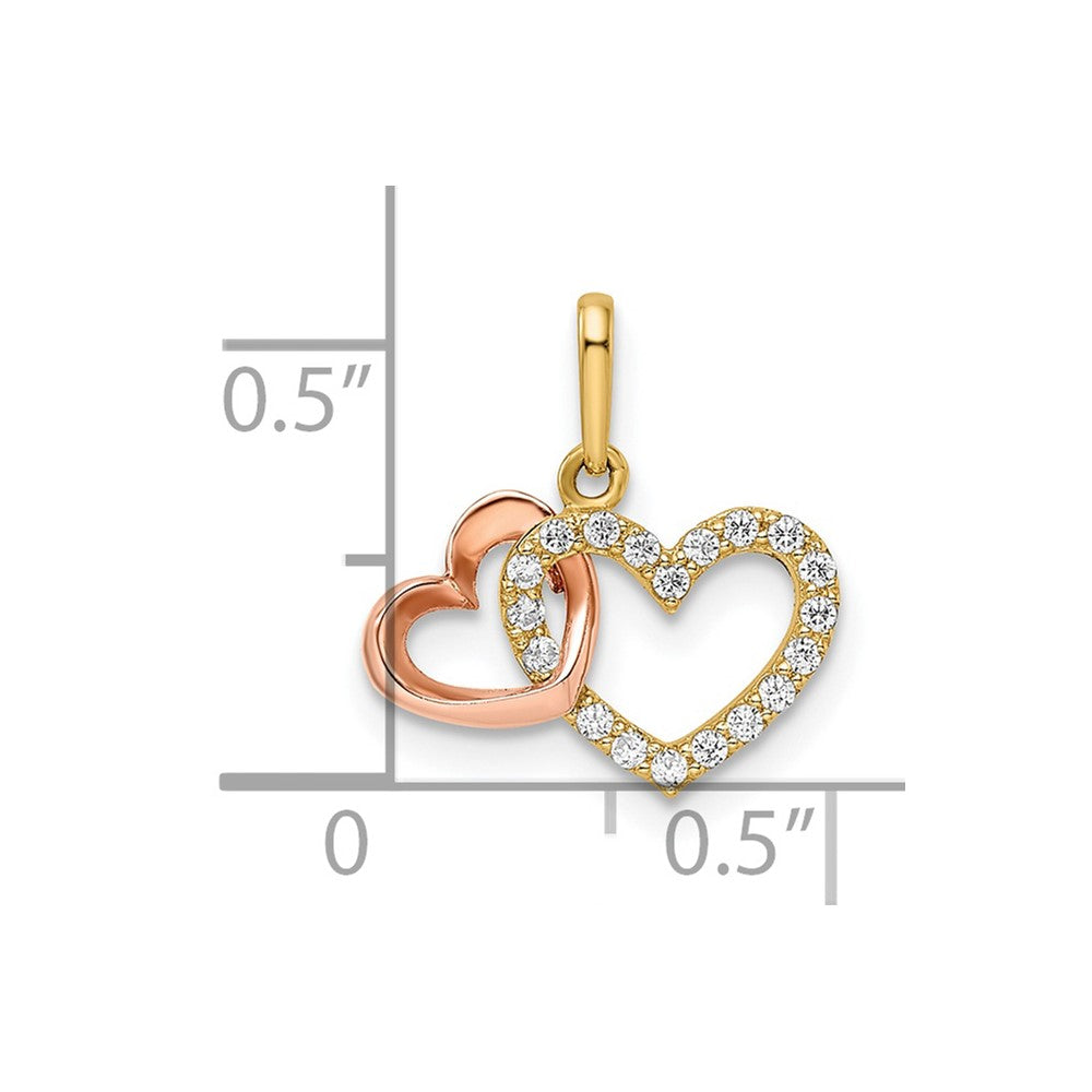 14k Two-tone 14k Two-tone CZ Hearts Pendant