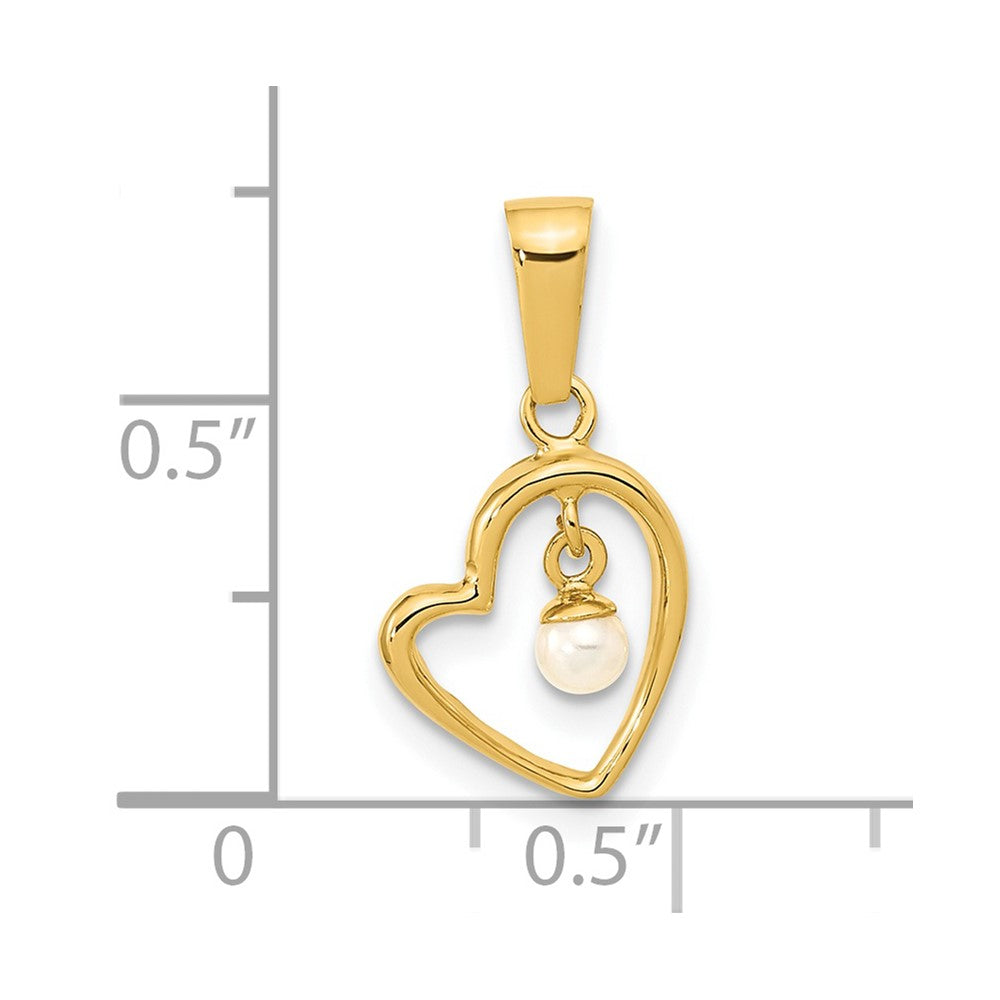 14k Yellow Gold 14K Polished 2.5-3mm Freshwater Cultured Pearl Open Heart Pendant