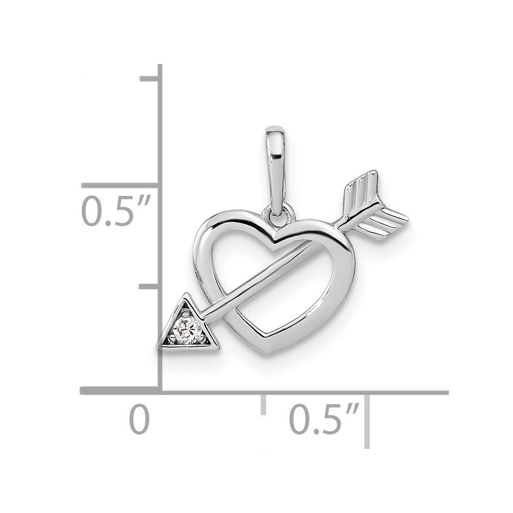 14k White Gold 14K White Gold Cut-out Heart with Arrow CZ Pendant
