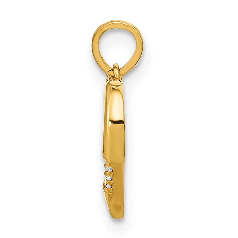 14k Yellow Gold 14K Polished Open Heart with Cross CZ Pendant