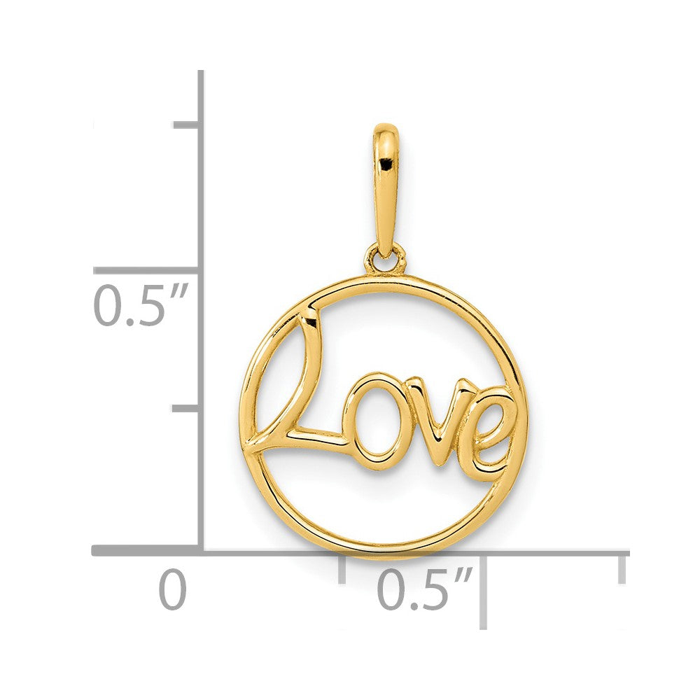 14k Yellow Gold 14K Polished Circle LOVE Pendant