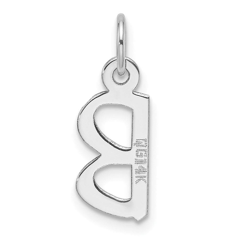 14K White Gold Slanted Block Letter B Initial Charm
