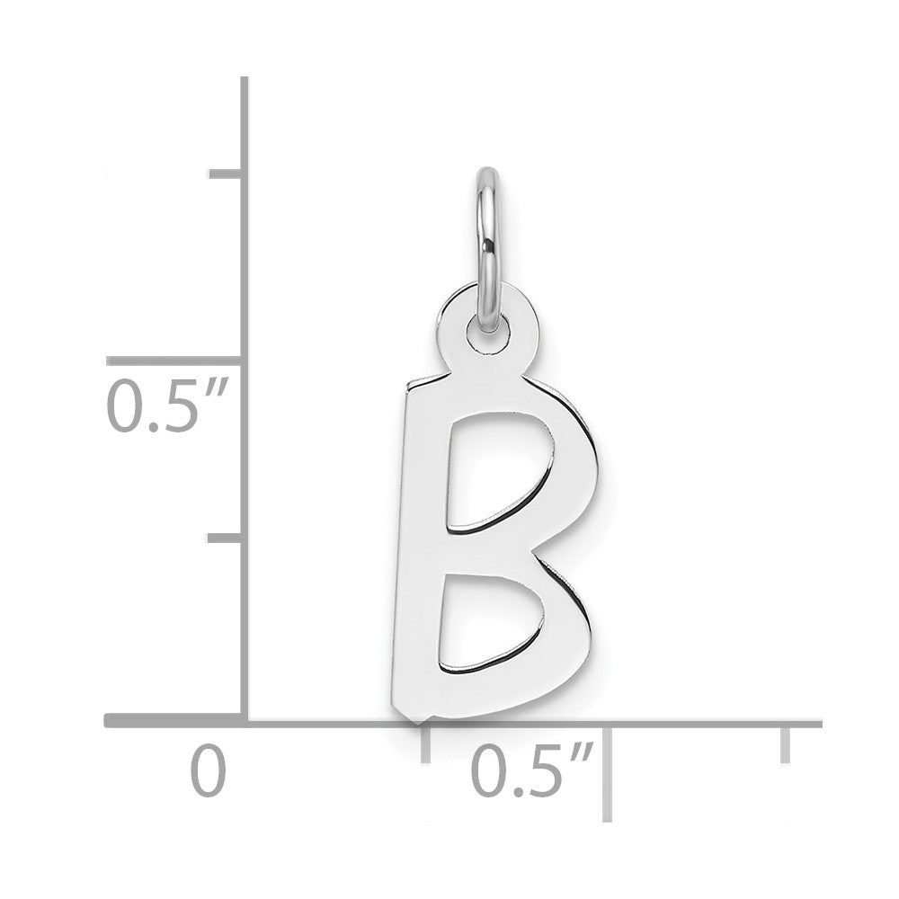 14K White Gold Slanted Block Letter B Initial Charm