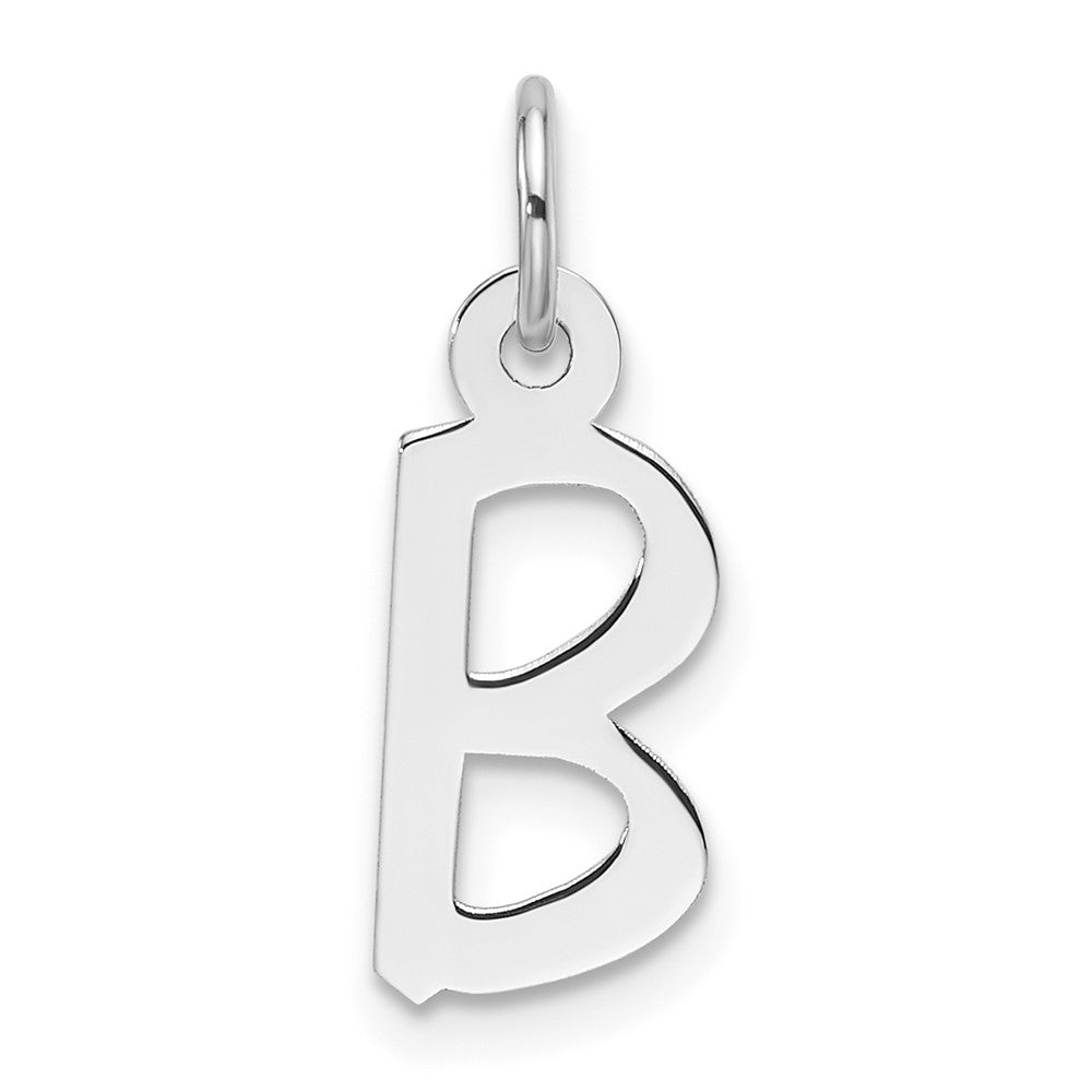 14K White Gold Slanted Block Letter B Initial Charm