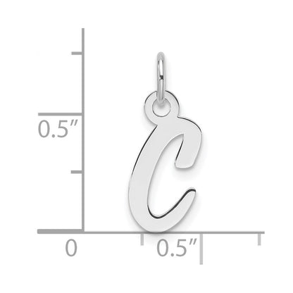 14K White Gold Slanted Block Letter C Initial Charm