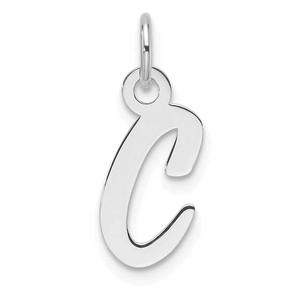 14K White Gold Slanted Block Letter C Initial Charm