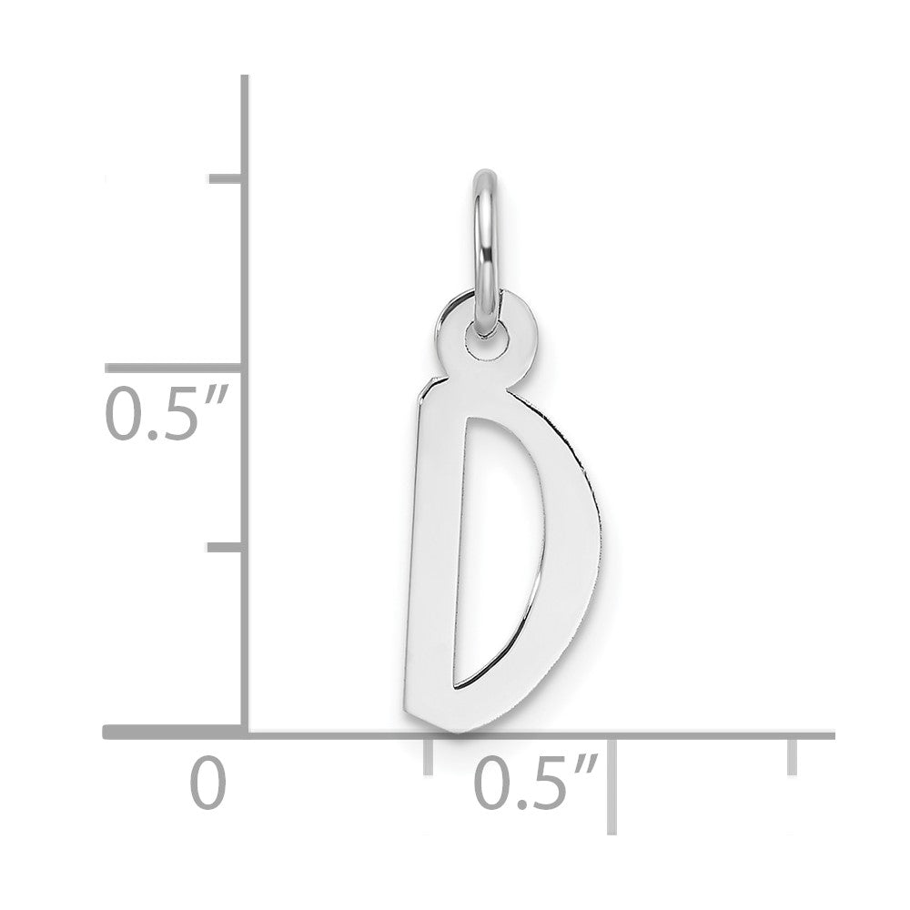 14K White Gold Slanted Block Letter D Initial Charm