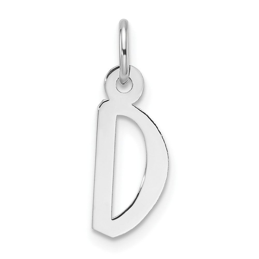 14K White Gold Slanted Block Letter D Initial Charm