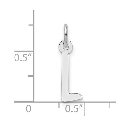 14K White Gold Slanted Block Letter L Initial Charm