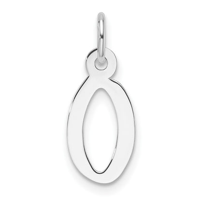 14K White Gold Slanted Block Letter O Initial Charm