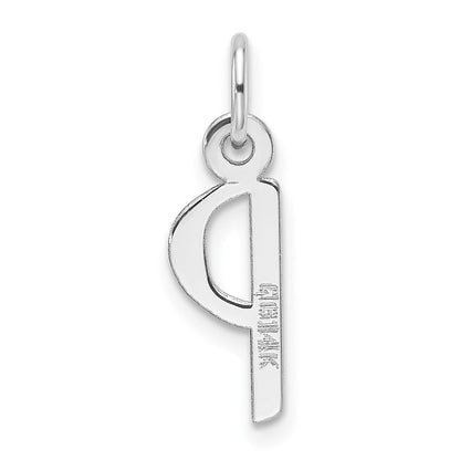 14K White Gold Slanted Block Letter P Initial Charm
