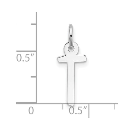 14K White Gold Slanted Block Letter T Initial Charm