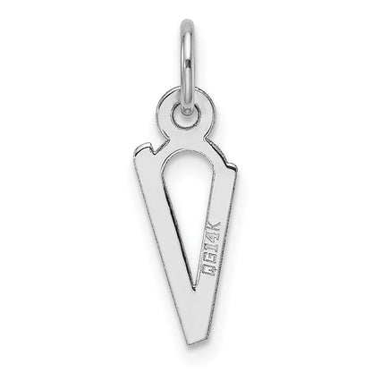 14K White Gold Slanted Block Letter V Initial Charm