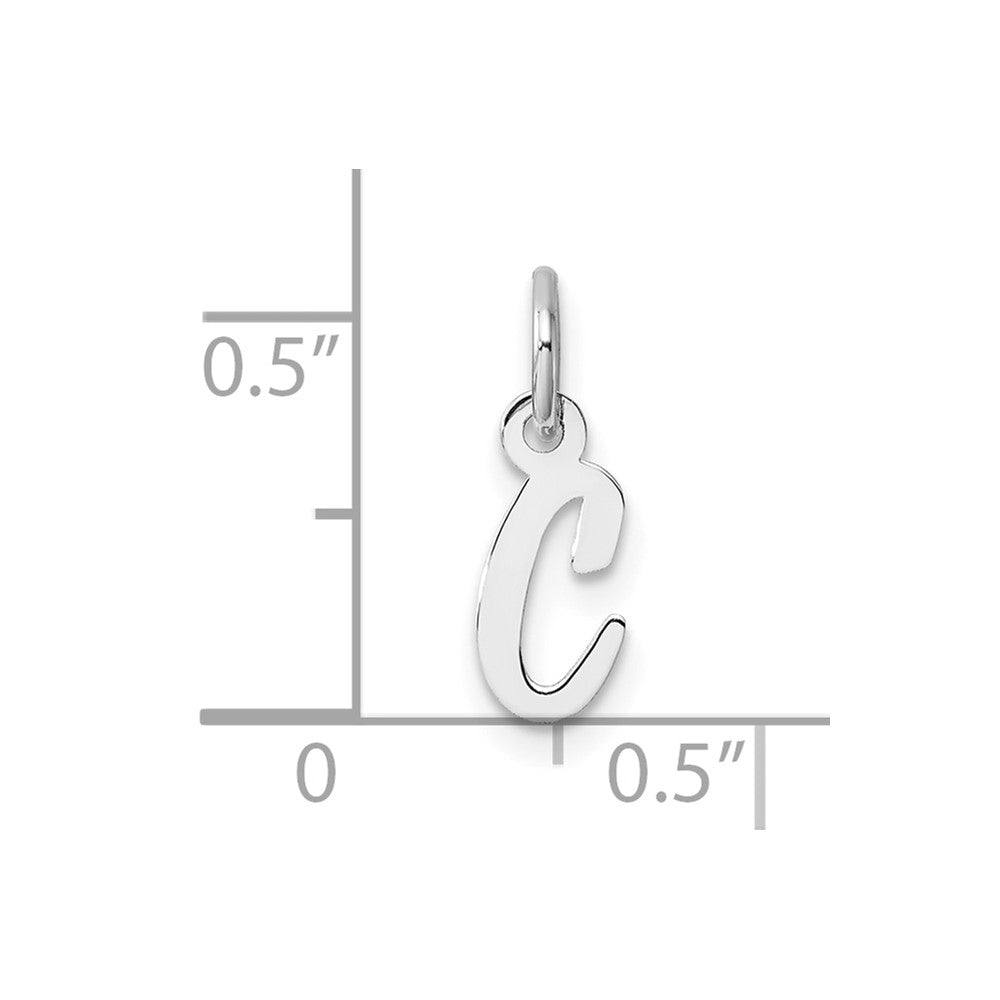 14K White Gold Small Script Letter C Initial Charm