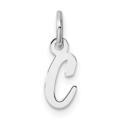 14K White Gold Small Script Letter C Initial Charm