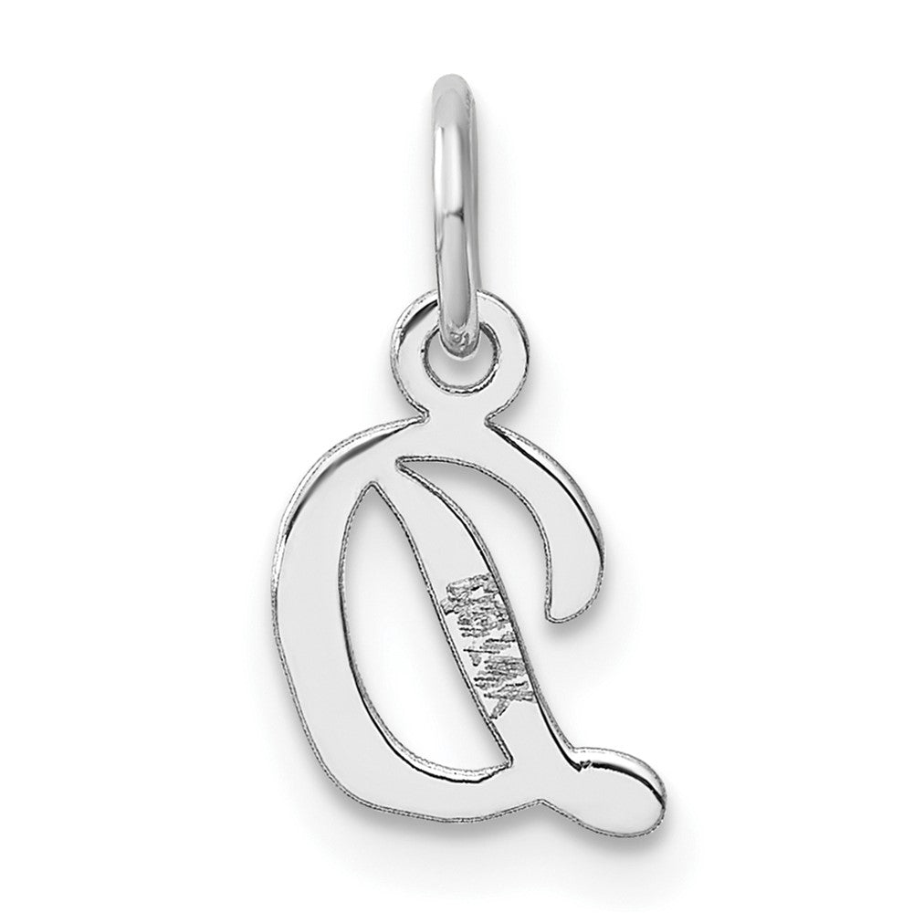 14K White Gold Small Script Letter D Initial Charm