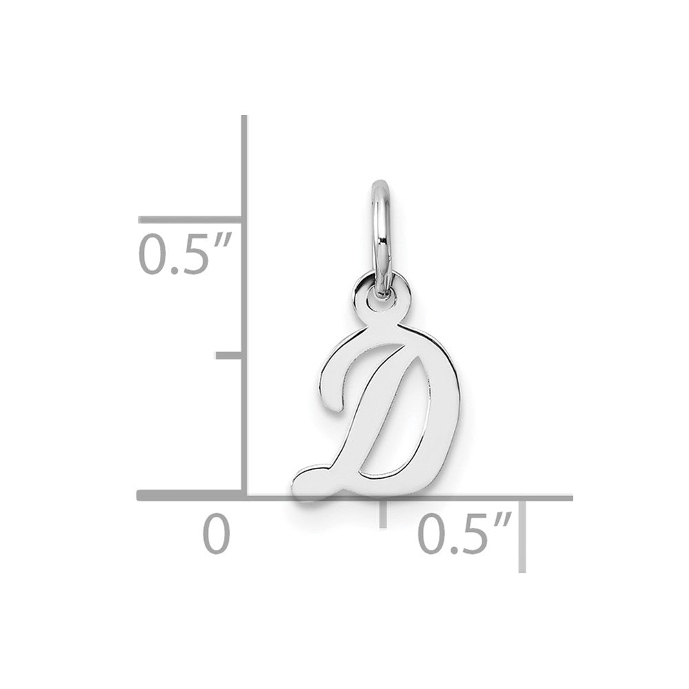 14K White Gold Small Script Letter D Initial Charm