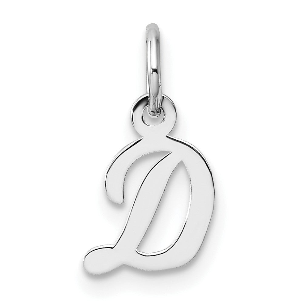 14K White Gold Small Script Letter D Initial Charm