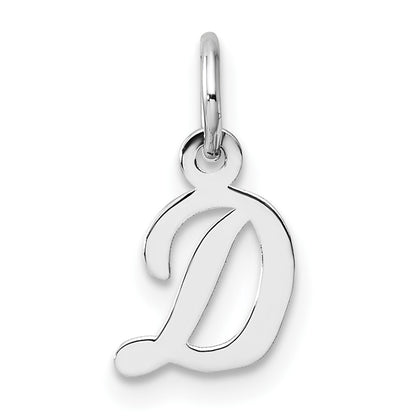 14K White Gold Small Script Letter D Initial Charm
