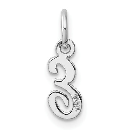 14K White Gold Small Script Letter E Initial Charm