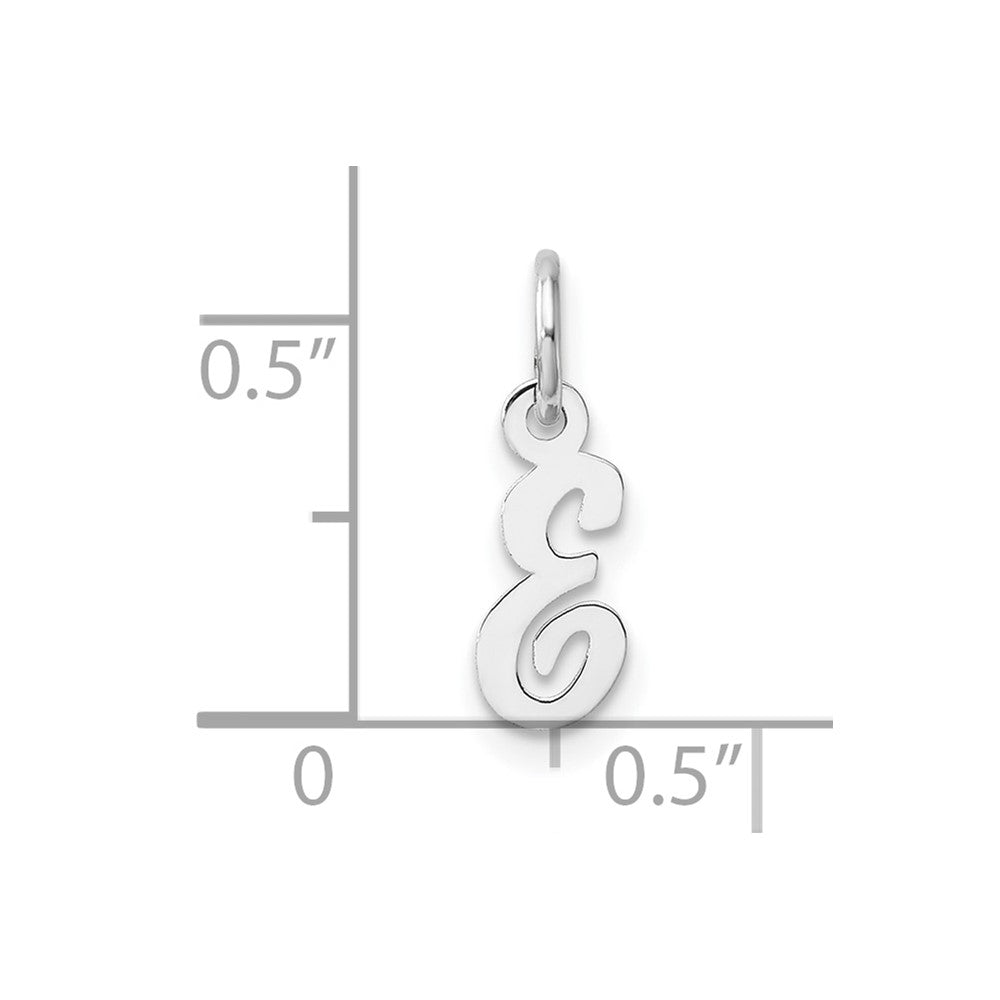 14K White Gold Small Script Letter E Initial Charm