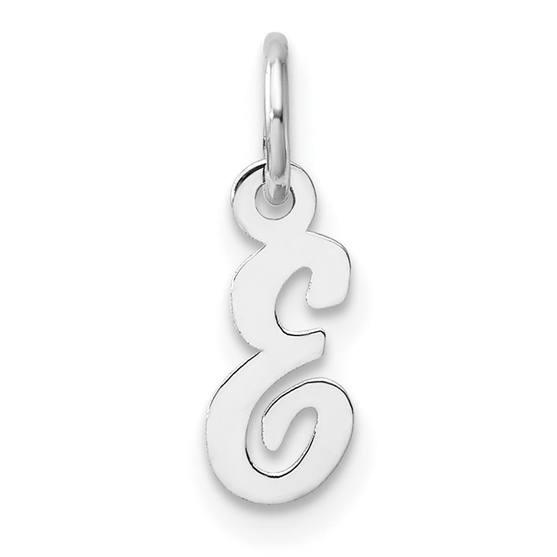 14K White Gold Small Script Letter E Initial Charm