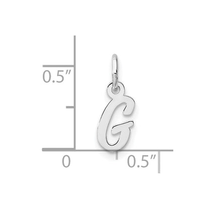 14K White Gold Small Script Letter G Initial Charm