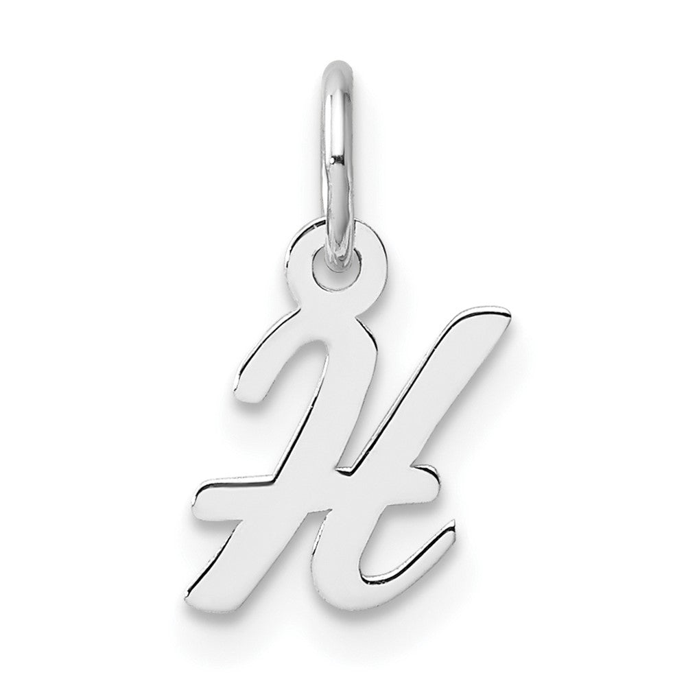 14K White Gold Small Script Letter H Initial Charm