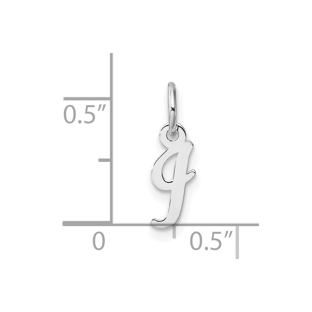 14K White Gold Small Script Letter I Initial Charm