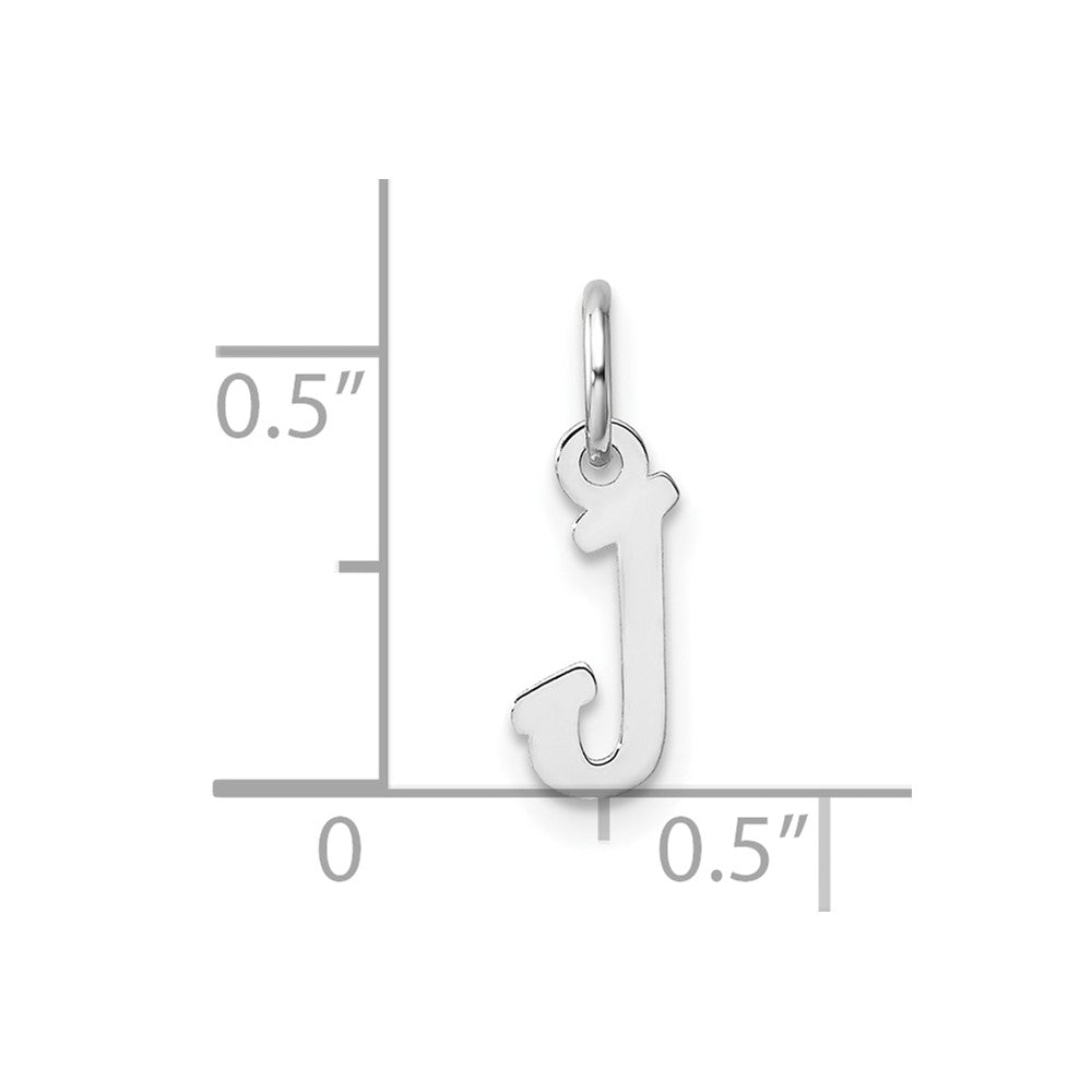 14K White Gold Small Script Letter J Initial Charm
