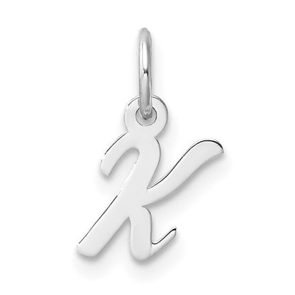 14K White Gold Small Script Letter K Initial Charm