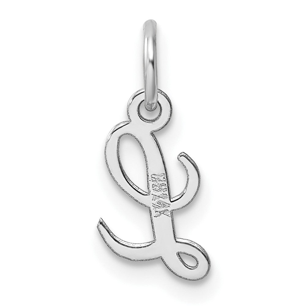 14K White Gold Small Script Letter L Initial Charm