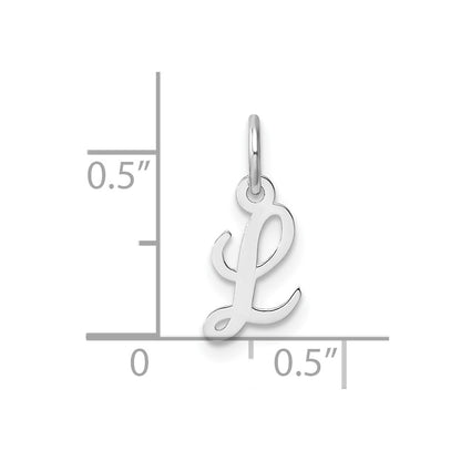 14K White Gold Small Script Letter L Initial Charm