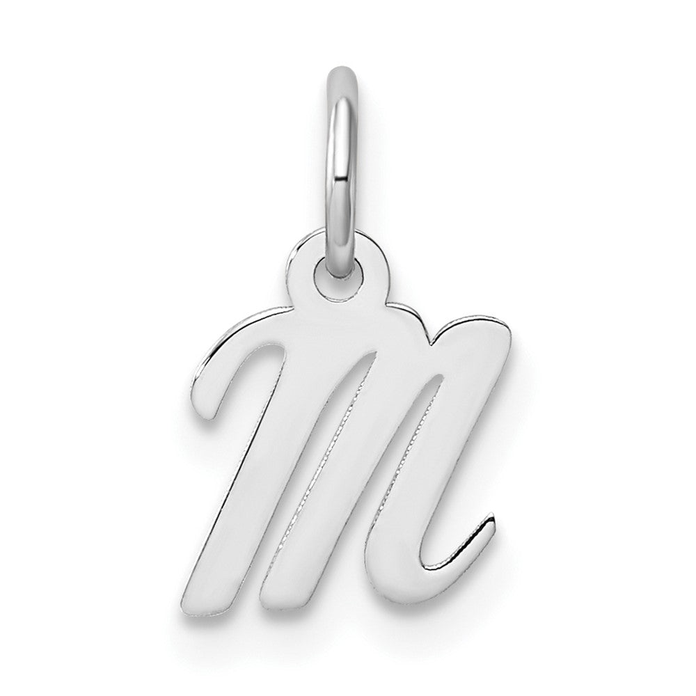 14K White Gold Small Script Letter M Initial Charm