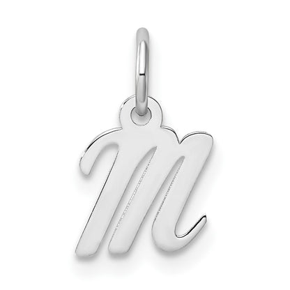 14K White Gold Small Script Letter M Initial Charm