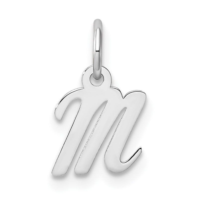 14K White Gold Small Script Letter M Initial Charm