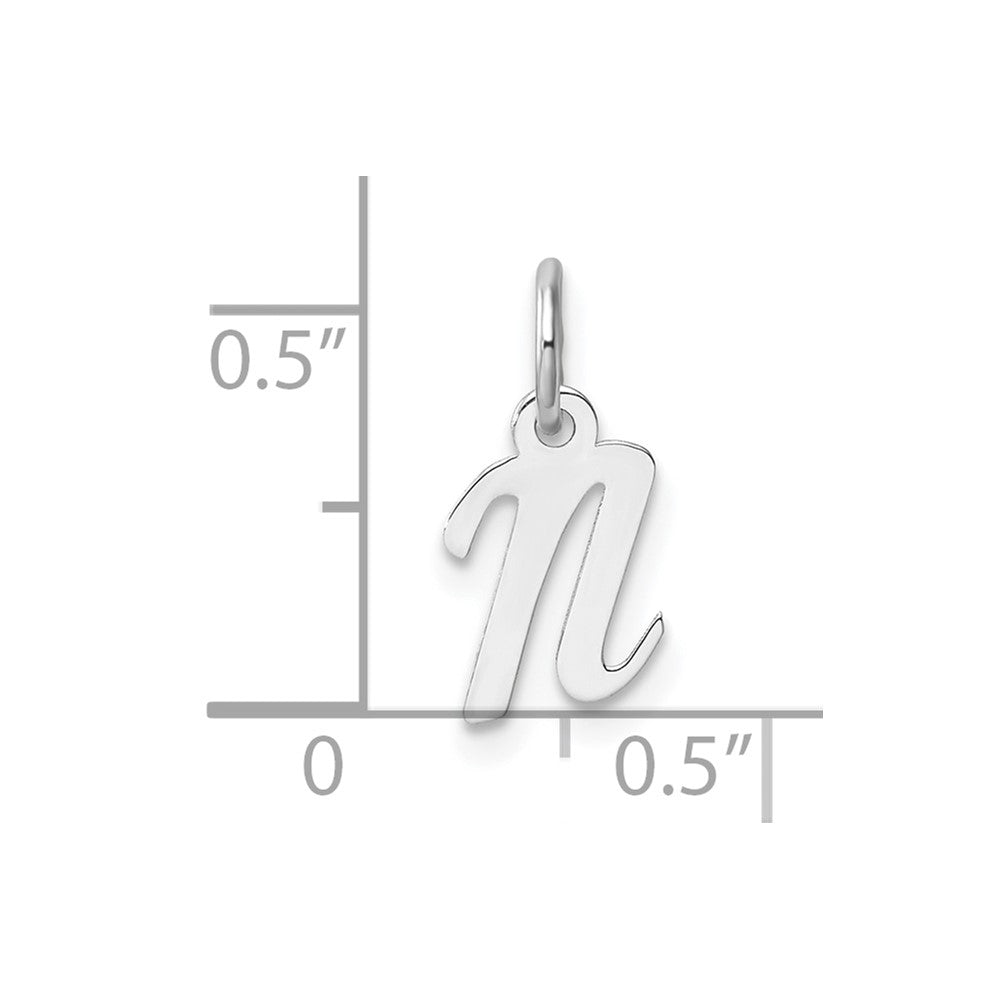 14K White Gold Small Script Letter N Initial Charm