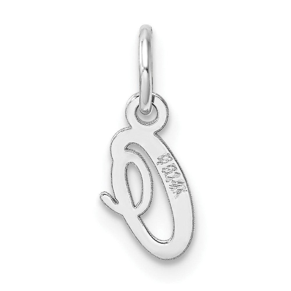 14K White Gold Small Script Letter O Initial Charm