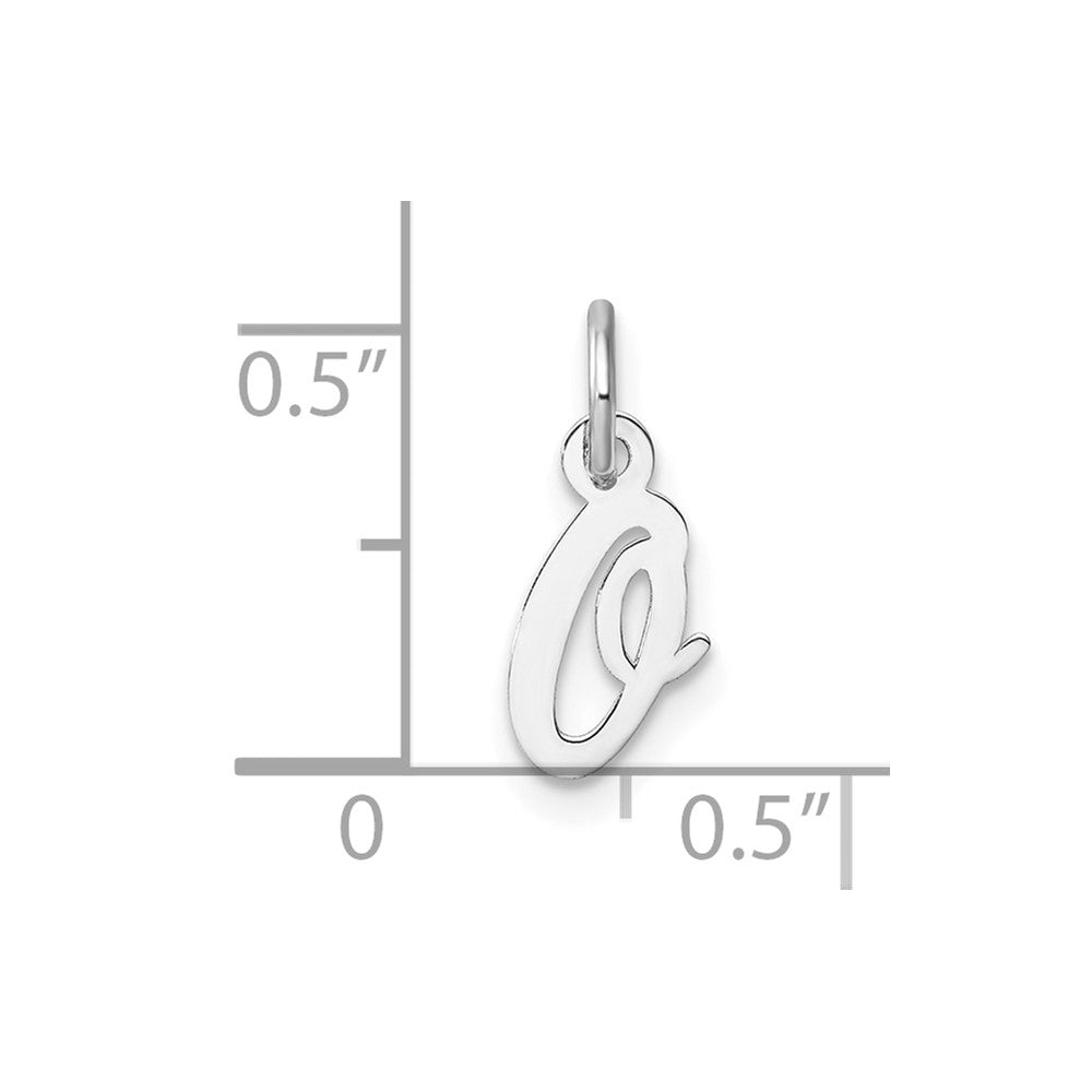 14K White Gold Small Script Letter O Initial Charm