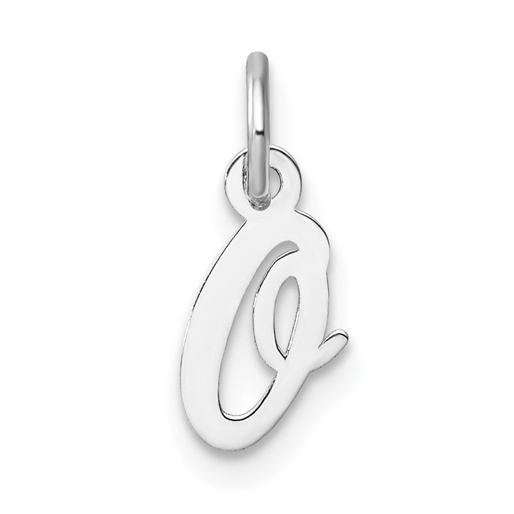 14K White Gold Small Script Letter O Initial Charm