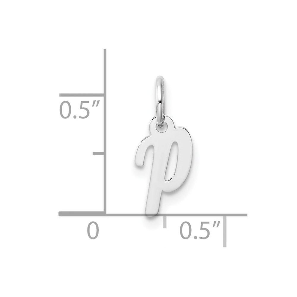14K White Gold Small Script Letter P Initial Charm