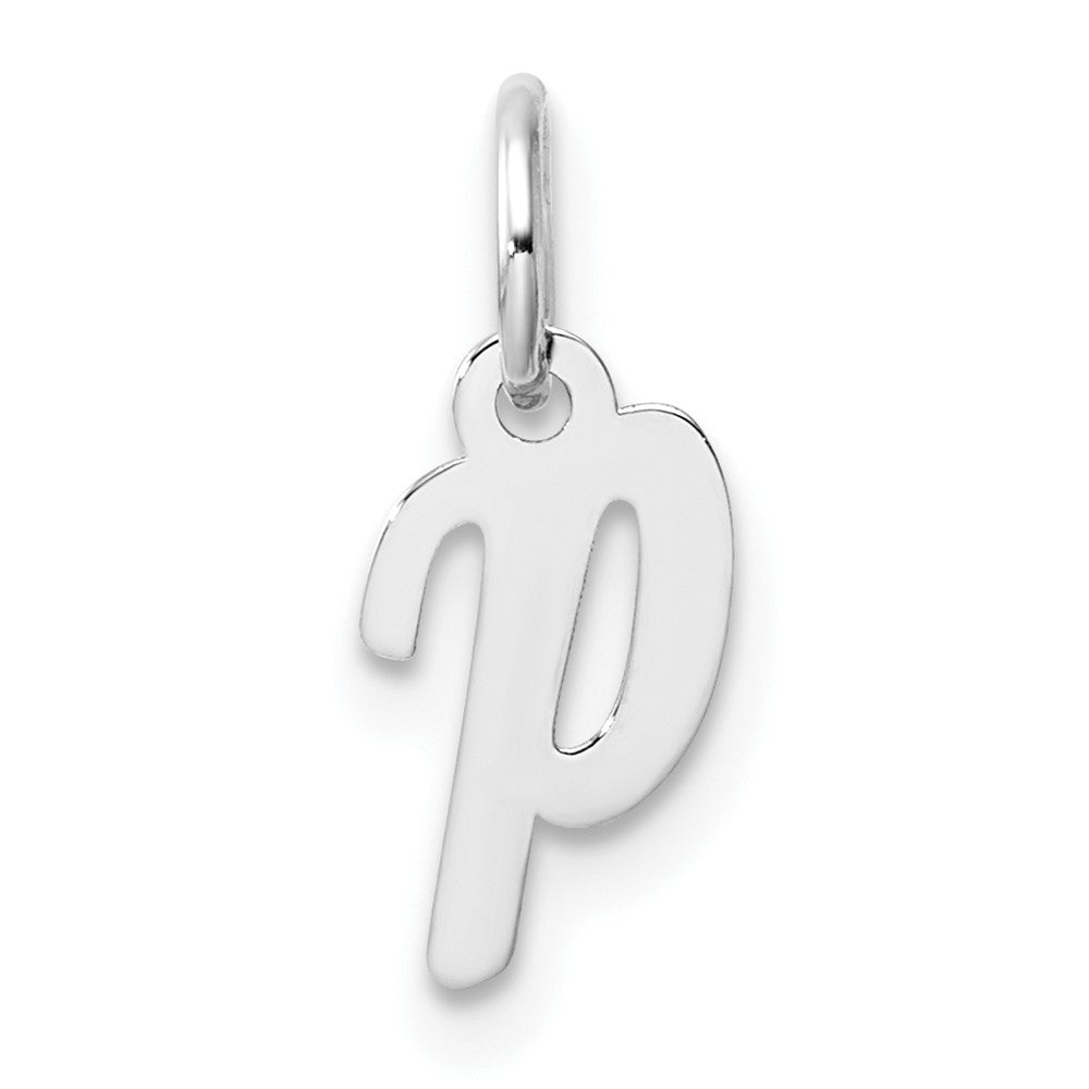 14K White Gold Small Script Letter P Initial Charm
