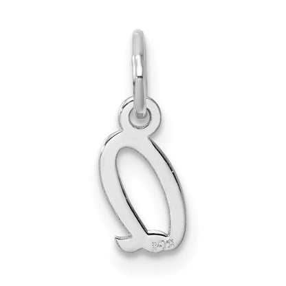 14K White Gold Small Script Letter Q Initial Charm