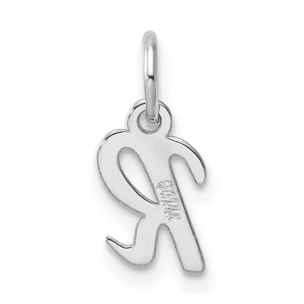 14K White Gold Small Script Letter R Initial Charm