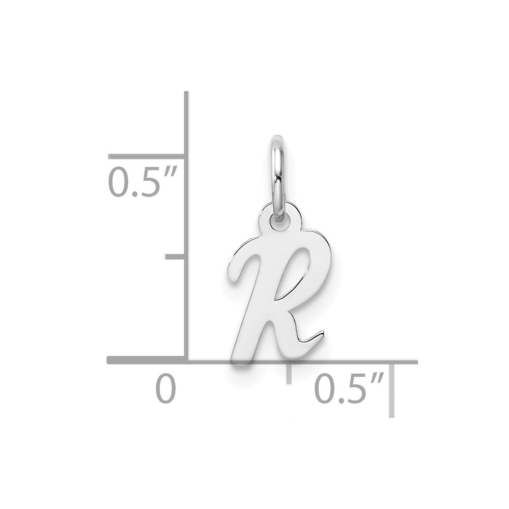 14K White Gold Small Script Letter R Initial Charm