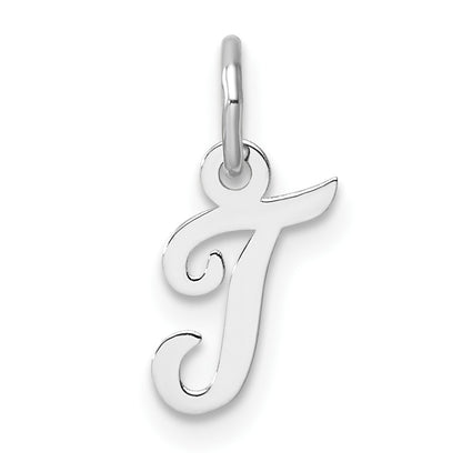 14K White Gold Small Script Letter T Initial Charm